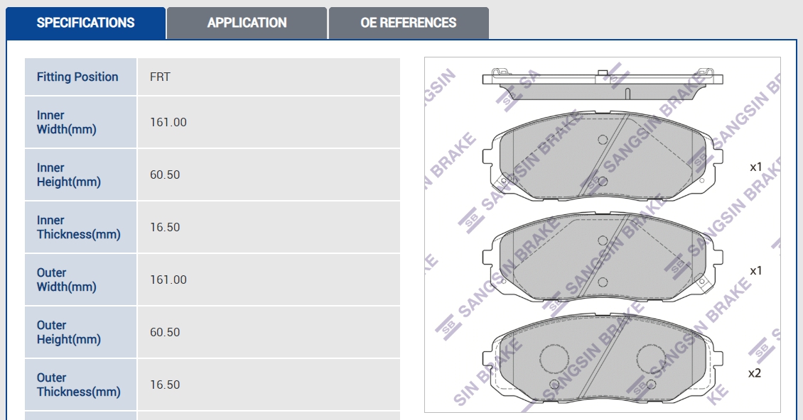 ผ้าดิสเบรค-หน้า KIA GRAND CARNIVAL 2.2L / แกรนด์คานิวาล, 58101A9A00