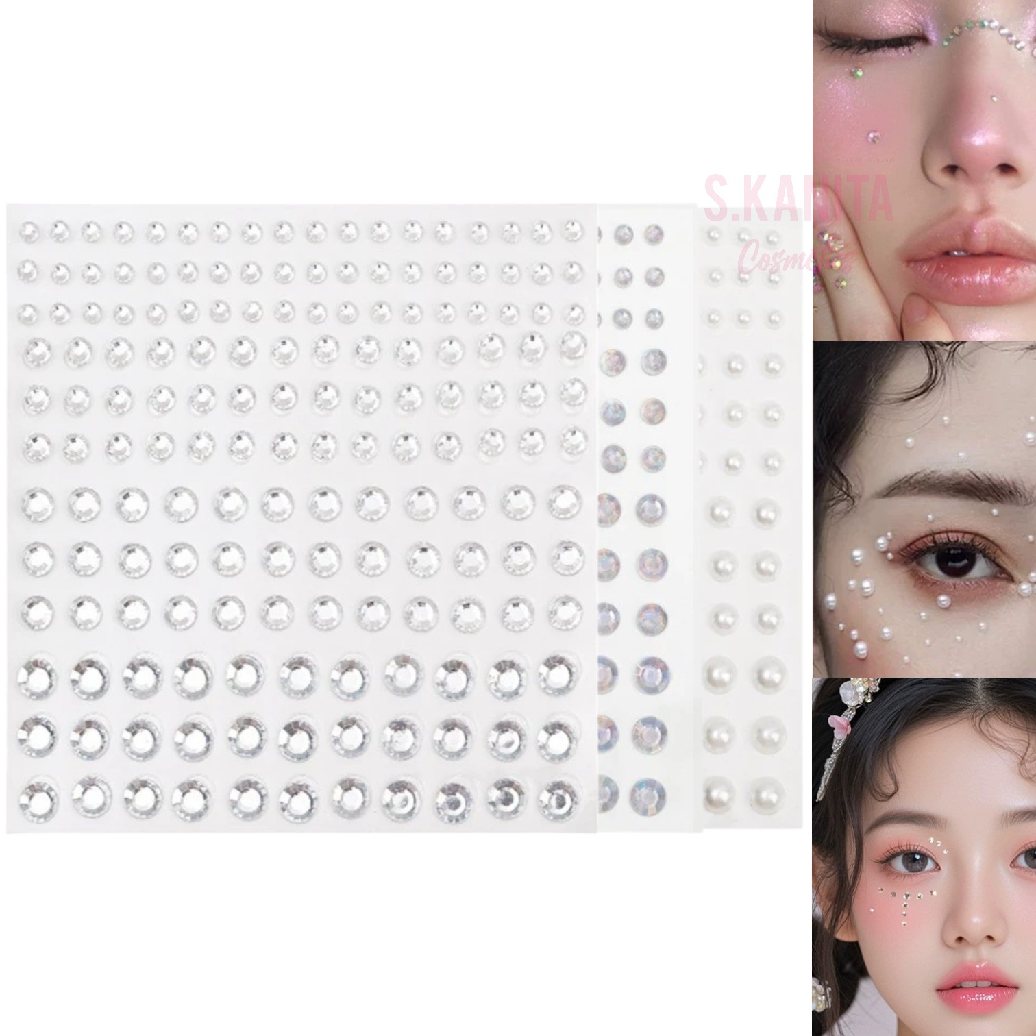 (มีกาวในตัว) สติ๊กเกอร์ เพชรติดหน้า ตัว ผม เล็บ Jewelry For Face, Body, Hair, and Nails