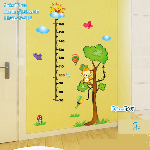 Transparent Wall Sticker สติ๊กเกอร์ติดผนัง วัดส่วนสูง Monkey LC6001L (กว้าง105cm.xสูง120cm)