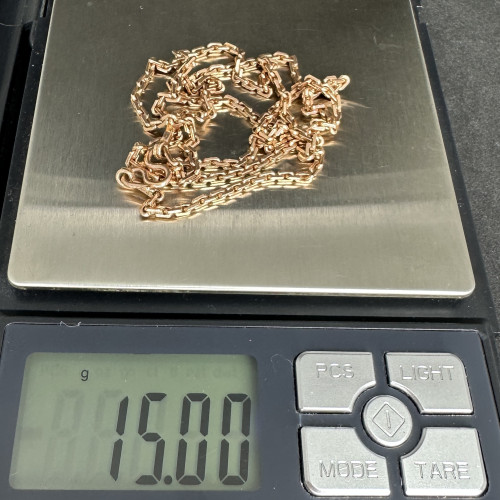 รหัส 64403 สร้อยคอ นาก40 ลายคดกริช รอบเส้น ความยาว 23 นิ้ว สวมหัวได้ นน. 15.00 g