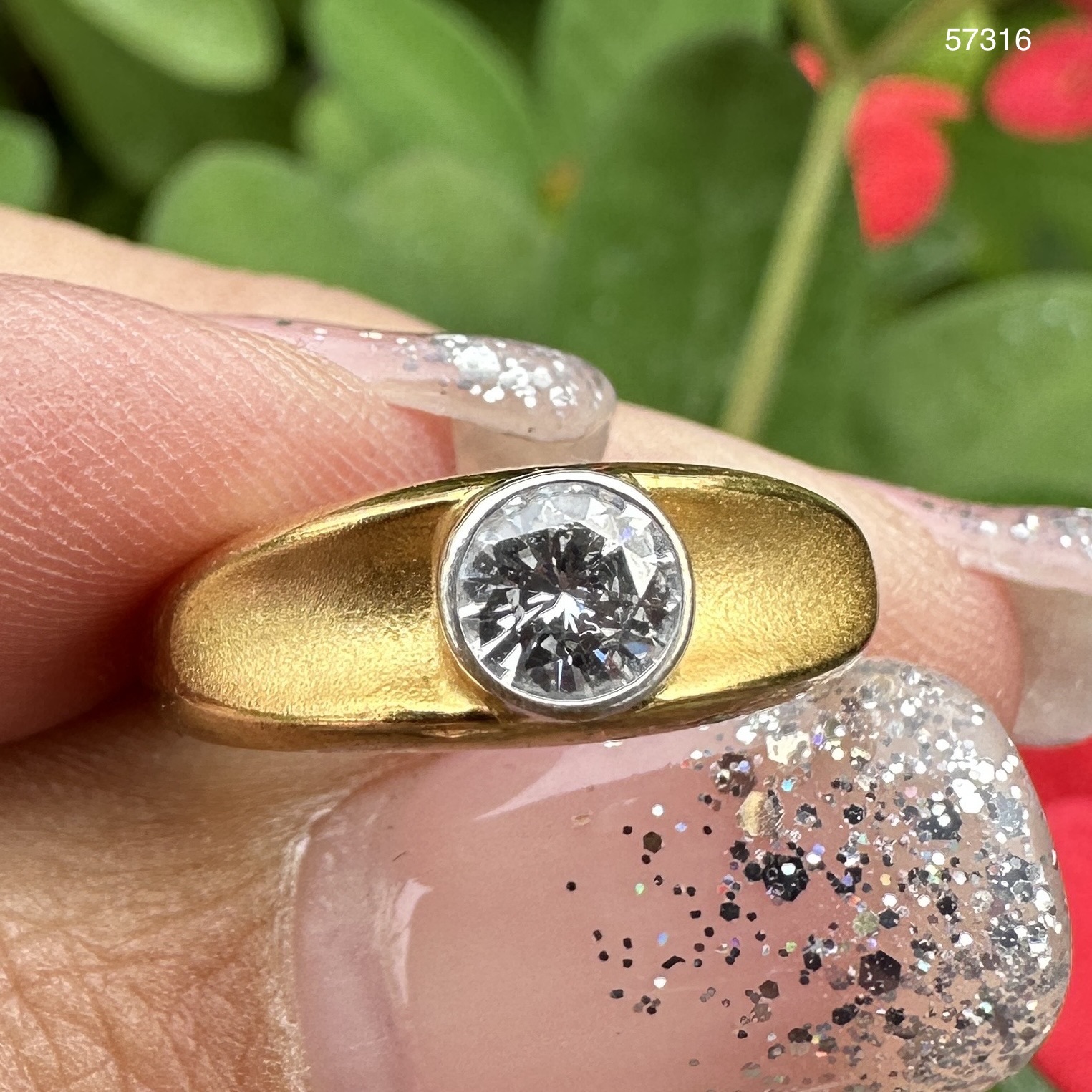 รหัส 57316 แหวน เพชรเดี่ยว 1 เม็ด 0.40 กะรัต ทอง18K งานสวยมาก นน. 3.26 g