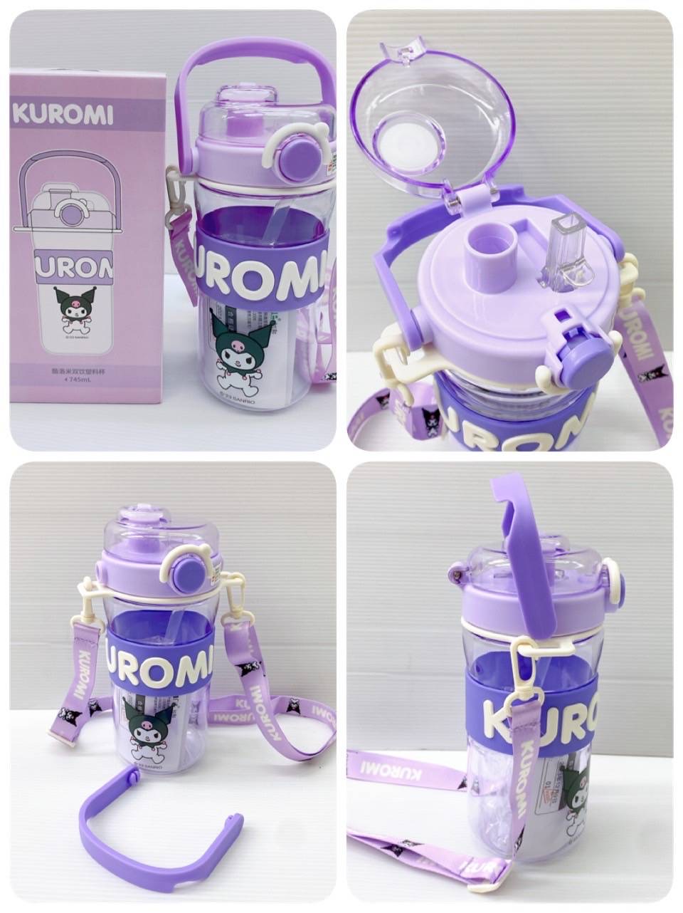 กระติกน้ำเด็ก Kuromi คุโรมิ มีหลอดดูด 745 ml งานกล่องแท้