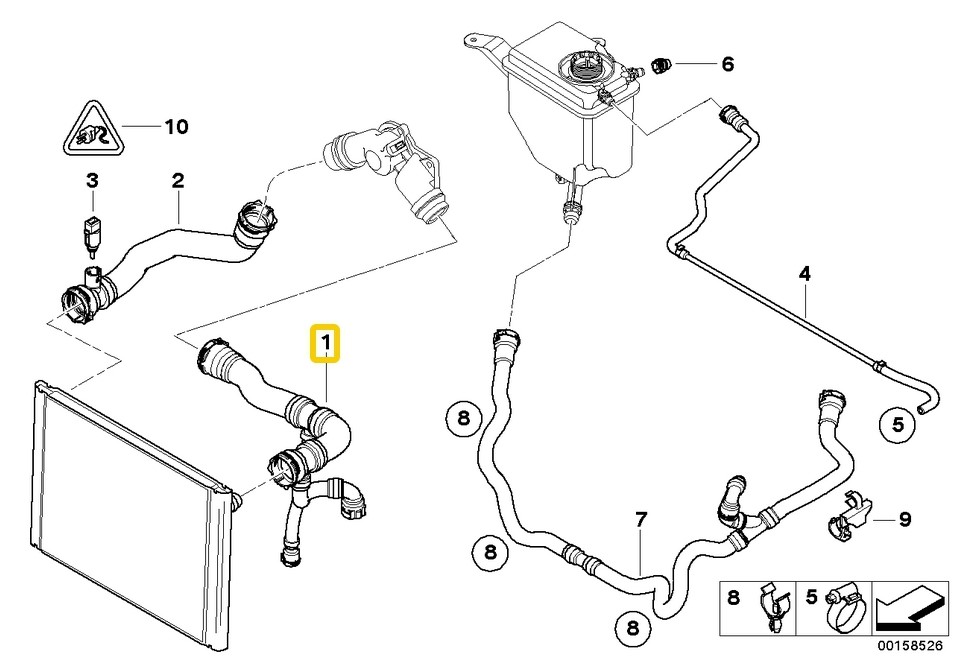 ท่อยางหม้อน้ำ(ท่อนบน) E60 (520i, 525i, 530i) เครื่องM54 / 7519255