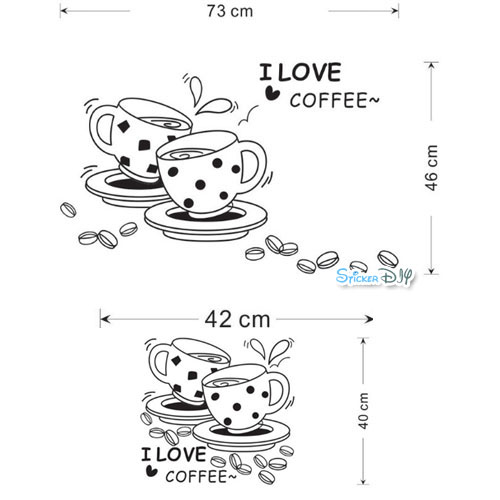 Vinyl wall sticker สติ๊กเกอร์ติดผนัง Coffee สไตล์ D (กว้าง73cm.xสูง46cm.)