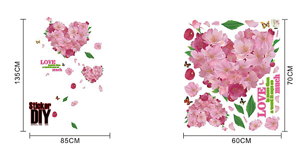 Transparent wall sticker สติ๊กเกอร์ติดผนัง LOVE much (กว้าง85cm.xสูง135cm.)