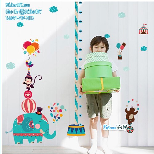 Transparent Wall Sticker สติ๊กเกอร์ติดผนัง วัดส่วนสูง Elephant SK9188 (กว้าง110cm.xสูง150cm)
