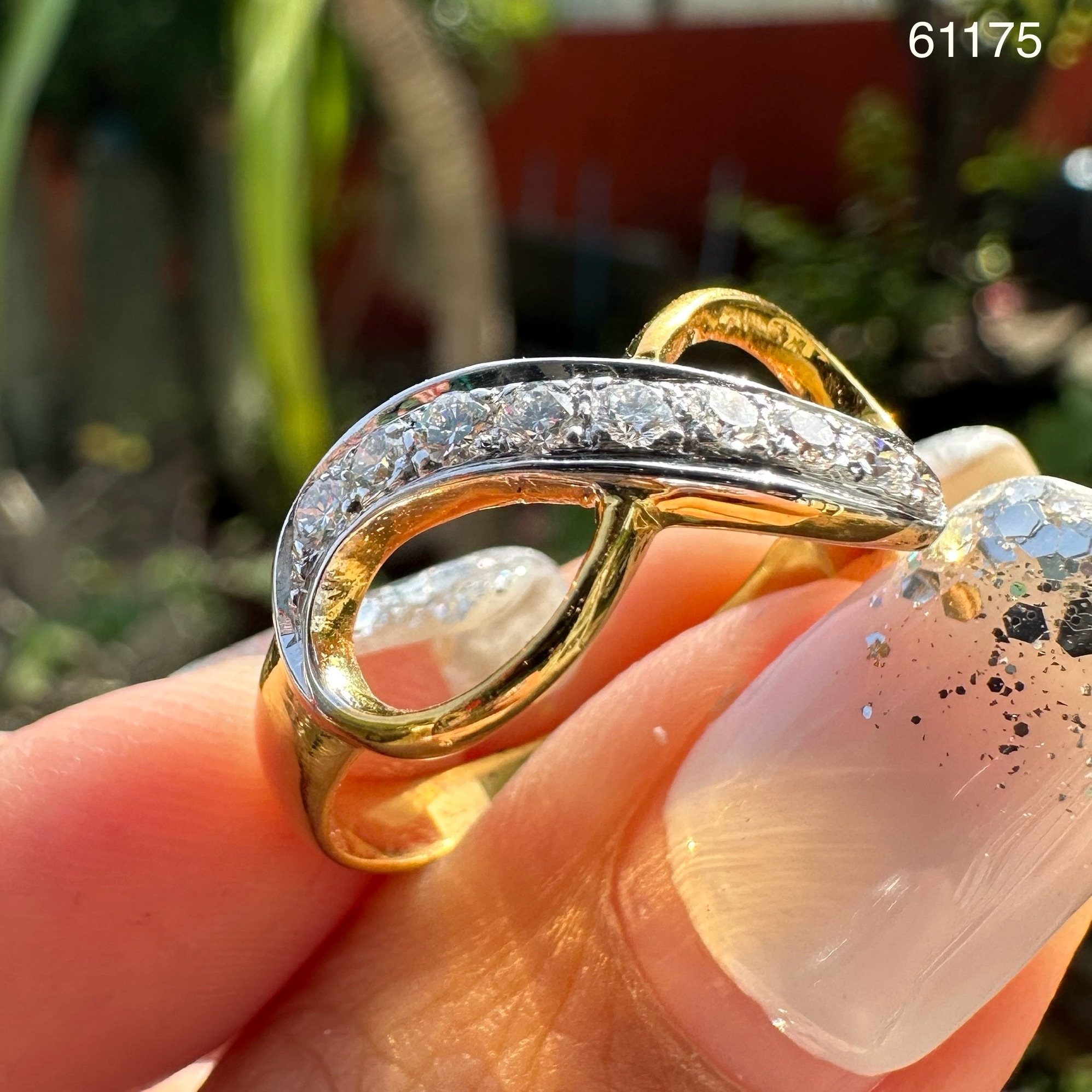 รหัส 61175 แหวน เพชร อินฟนิตี้ ฝังเพชร 9 เม็ด 0.31 กะรัต ทอง18K งานสวยมาก นน. 4.13 g