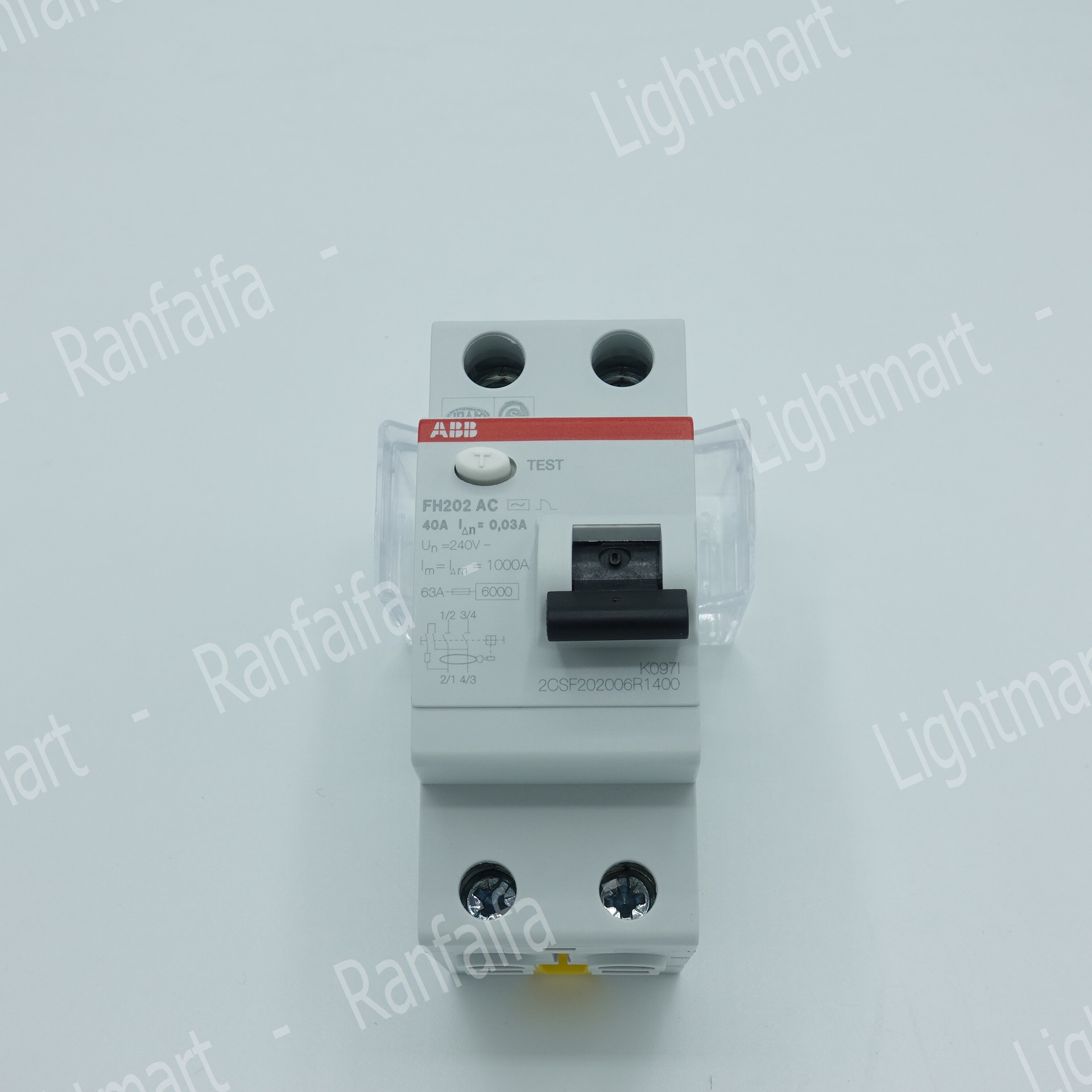 เบรกเกอร์ 2P กันไฟดูด (RCD) 40-63A "ABB"