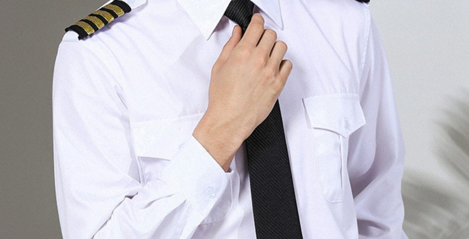 ชุดพนักงานต้อนรับบนเครื่องบิน กัปตันนักบิน นักบินพลเรือน เสื้อเชิ้ตสีขาวสำหรับทำงานของพนักงานต้อนรับบนเครื่องบิน