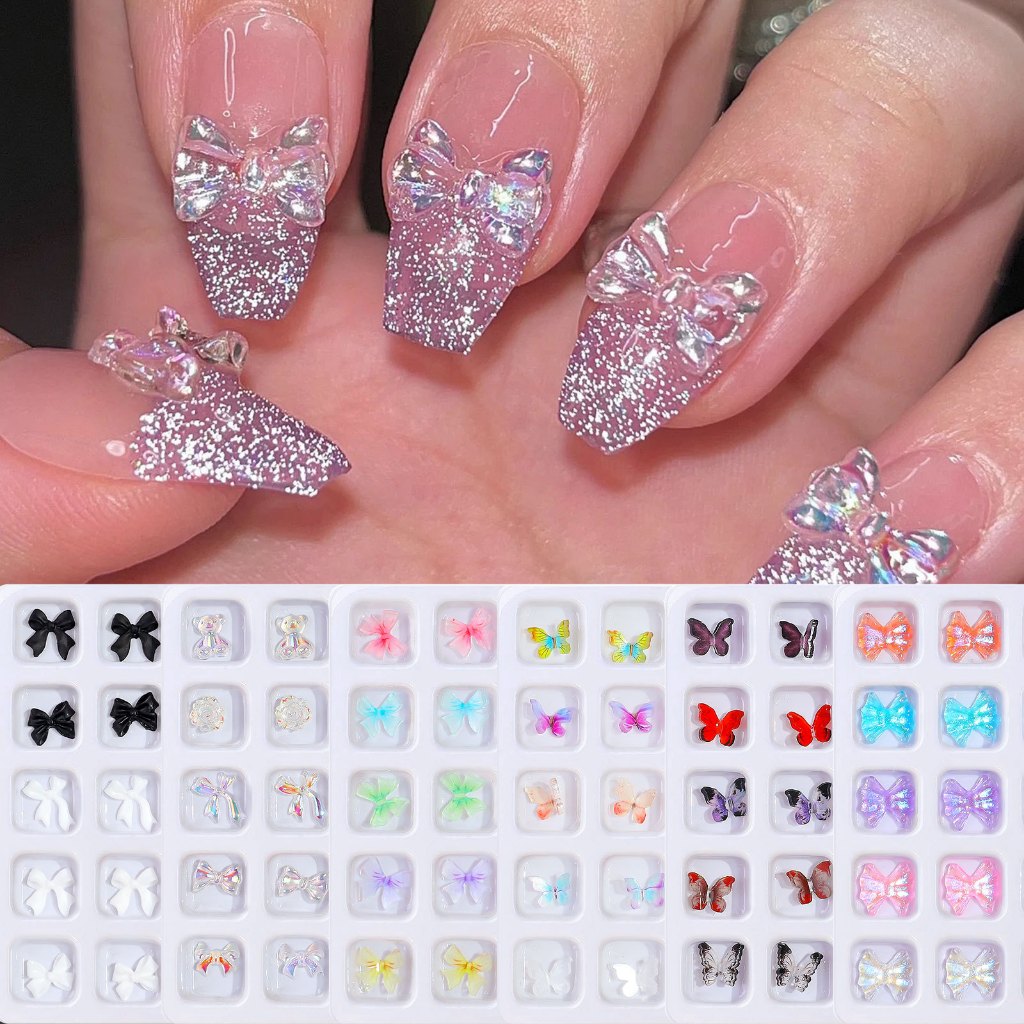โบติดเล็บแบบตลับ Bow nail acessories