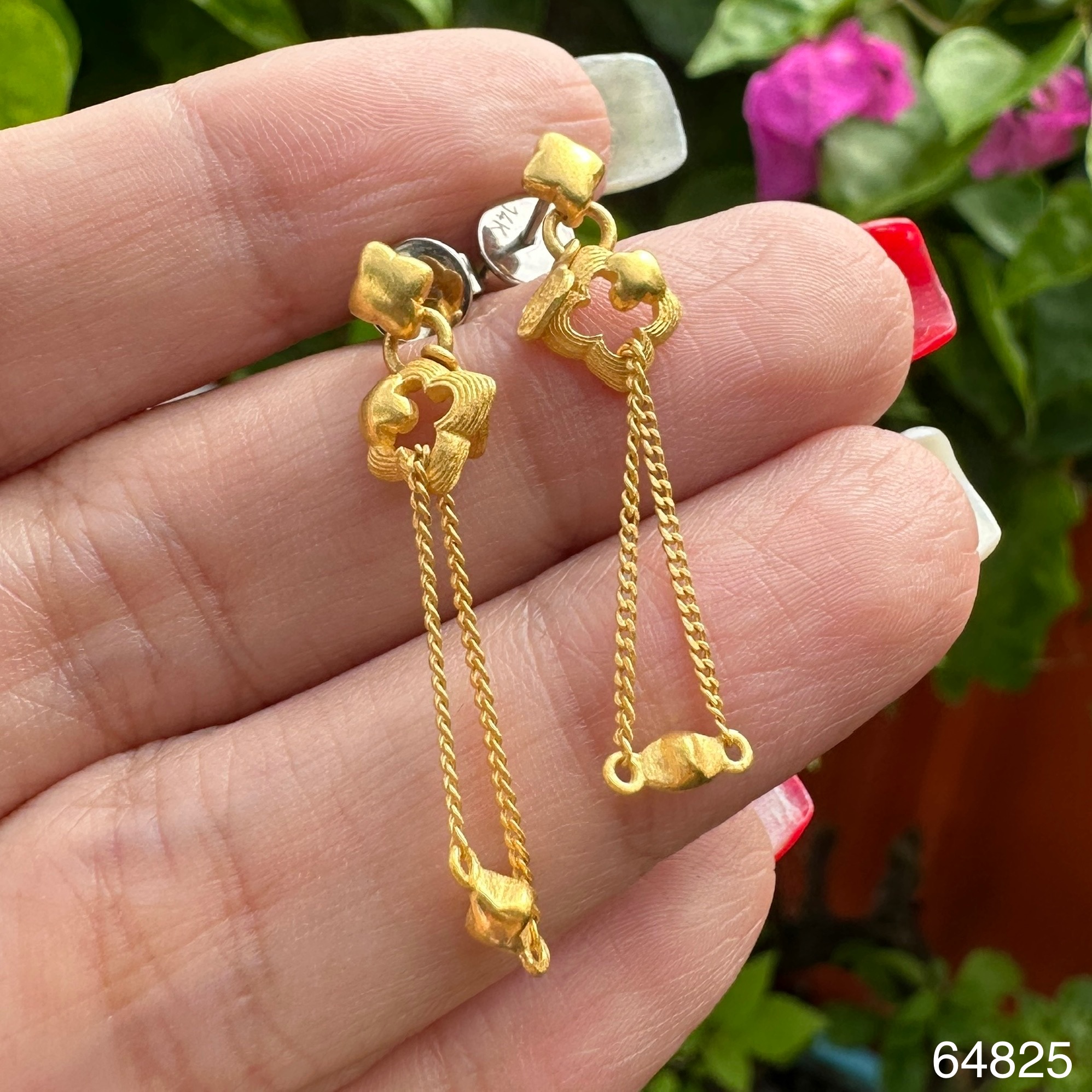 รหัส 64825 ต่างหู Gold Master ทอง24K ลายดาว ตุ้งติ้ง แป้นทอง14K นน. 4.19 g