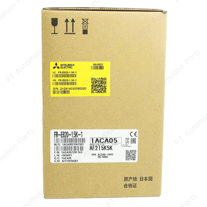 Mitsubishi FR-E820-1.5K-1 Inverter 1.5KW 2HP Input 3-Phase 200-240VAC Output 3-Phase 200-240VAC 0.2-590Hz E800 Series อินเวอร์เตอร์ มิตซูบิชิ เครื่องควบคุมความเร็วรอบมอเตอร์ สำหรับมอเตอร์ 2แรงม้า