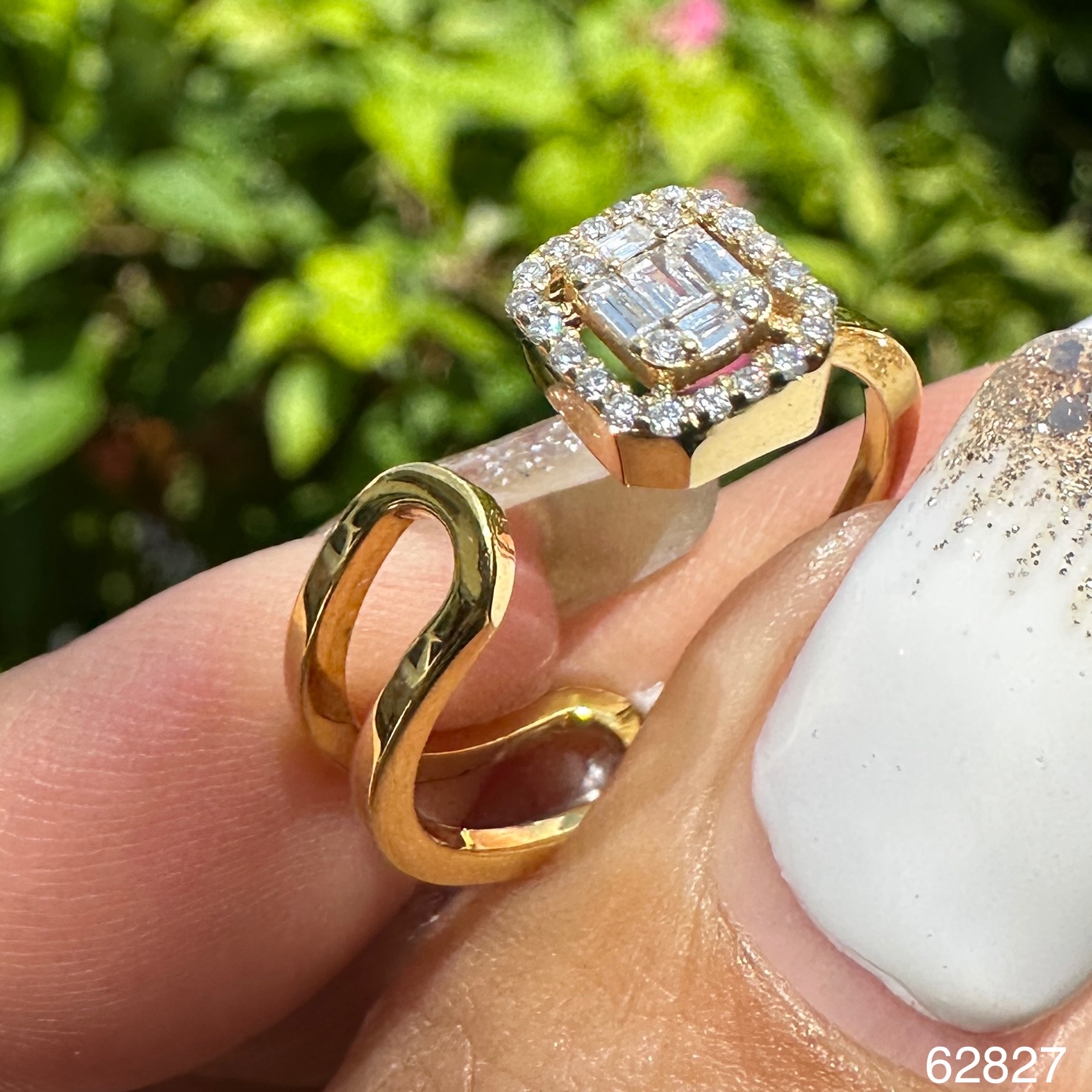 รหัส 62827 แหวน เพชรประกบ ฝังเพชร 29 เม็ด 0.25 กะรัต ทอง18K ขนาด 55.5 เพชรสวย ไฟดี นน. 2.87 g