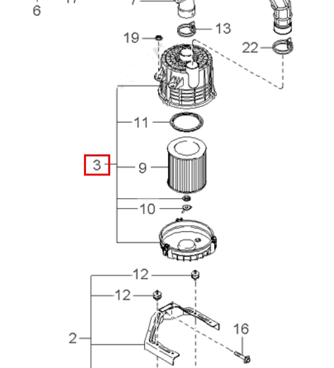 หม้อกรองอากาศ KIA JUMBO K2700 อะไหล่แท้ รูปจริง