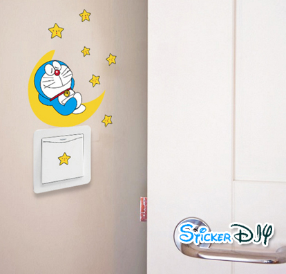 Wall sticker สติ๊กเกอร์ติดสวิตช์ไฟ Doraemon typeE (กว้าง15cmxสูง20cm.)