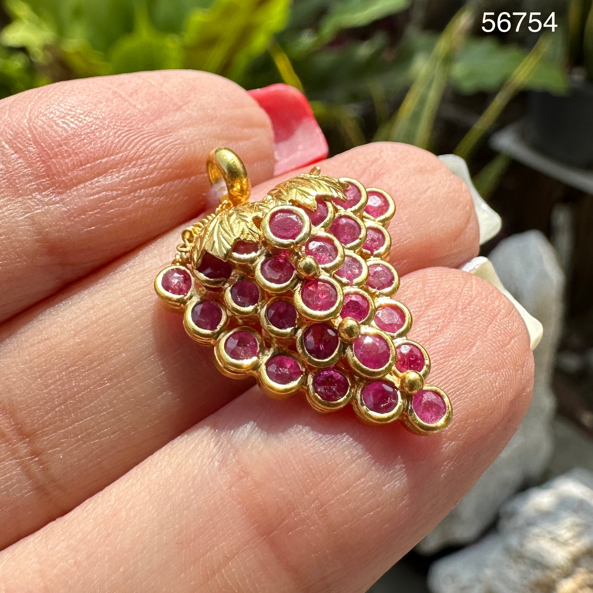 รหัส 56754 จี้ พวงองุ่น ทับทิม เจียร ทอง90 งานสวยมาก นน. 4.42 g