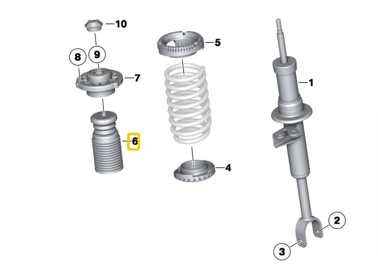 โฟมกันกระแทกโช๊คอัพหน้า BMW 520d, 525d, 523i โฉม F10 / 31336789373, 6789373