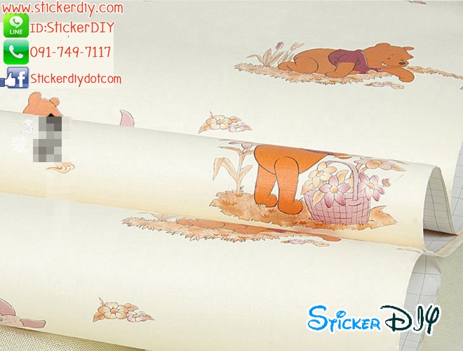 (กว้าง122cm.xยาว5m.) Wallpaper sticker วอลเปเปอร์แบบกาวในตัว ลาย Winnie the Pooh