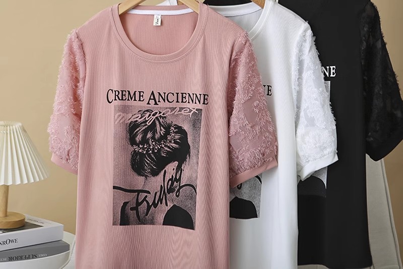 P4098 เสื้อแฟชั่น ผ้ายืดเนื้อนิ่ม แขนแต่งซีทรู 3 สี
