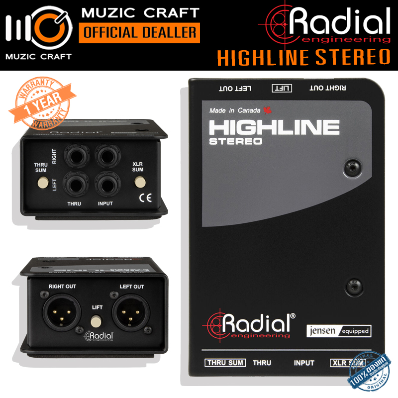 Radial Highline Stereo *ของแท้รับประกัน 1ปี* Passive Stereo Line DI Box / Isolator, ดีไอบ็อกซ์/ ไอโซเลเตอร์