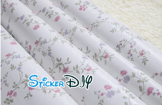 (กว้าง122cm.xยาว5m.) Wallpaper sticker วอลเปเปอร์แบบกาวในตัว ลายดอกช่อเล็ก สีชมพู