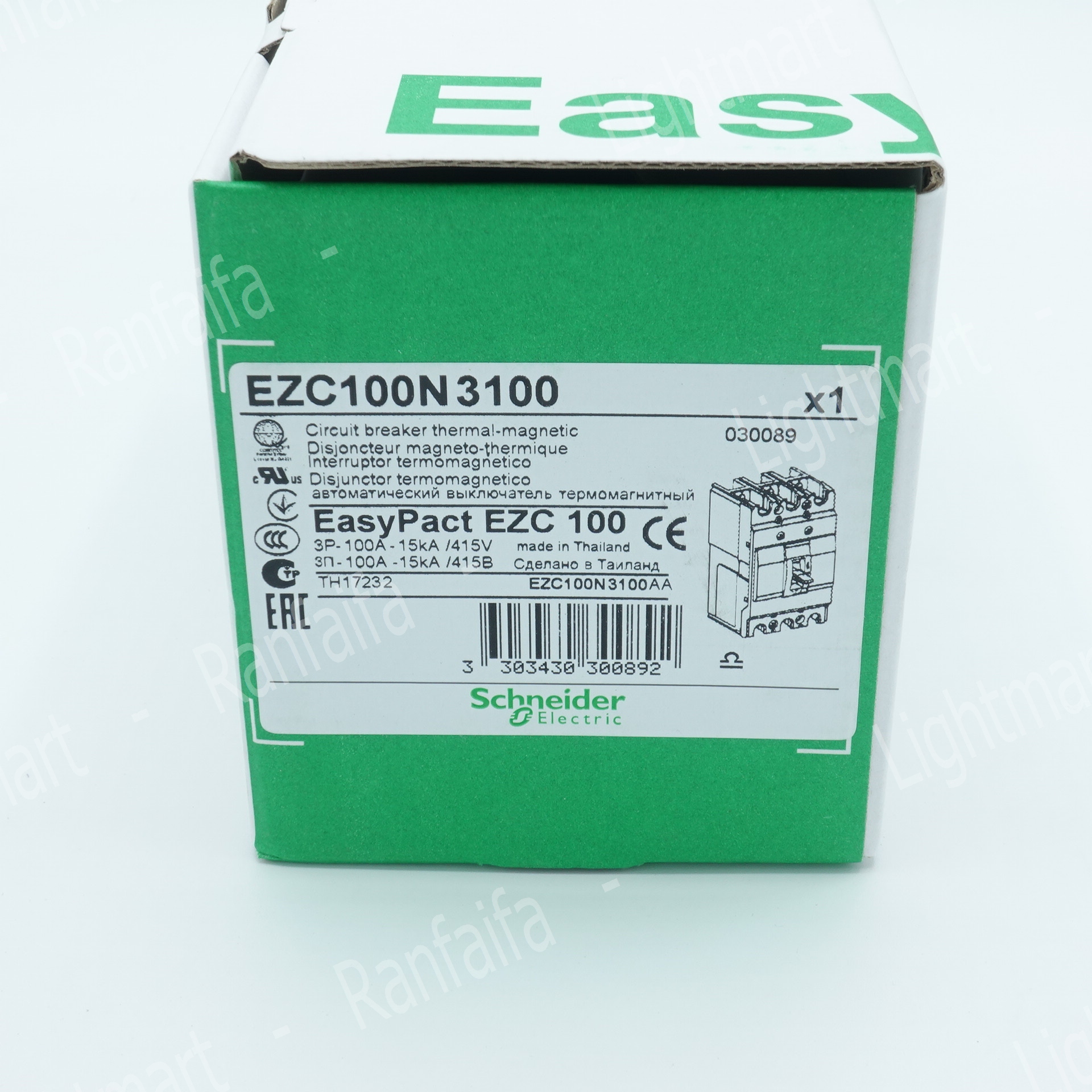 เมนเบรกเกอร์ 3P EZC100N (15kA) Schneider