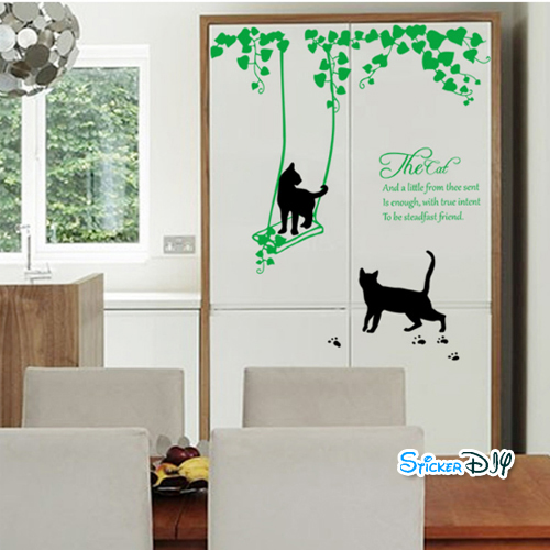 Transparent wall sticker สติ๊กเกอร์ติดผนัง The Cats (กว้าง82cm.xสูง95cm)