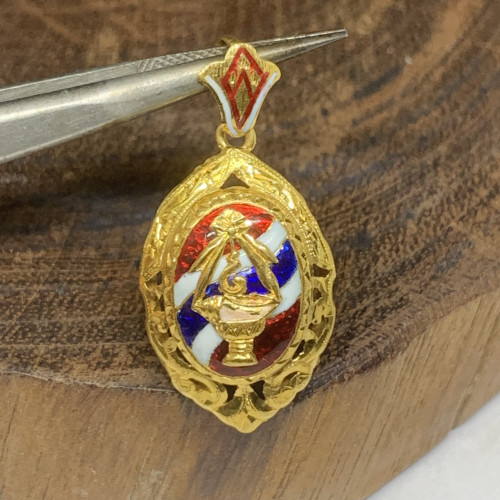 รหัส 64038 จี้ หอยสังข์ ทองลงยา ทอง90 แกะลายไทย นน. 2.39 g