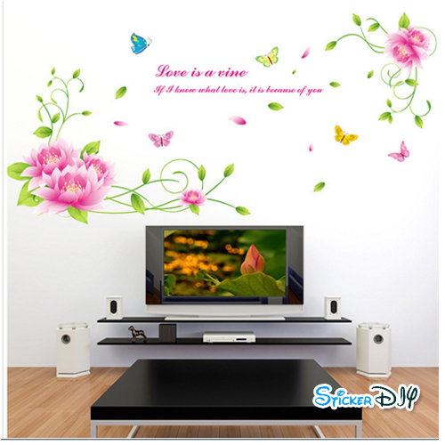 Transparent wall sticker สติ๊กเกอร์ติดผนัง Love is a vine (กว้าง190cm.xสูง90cm.)