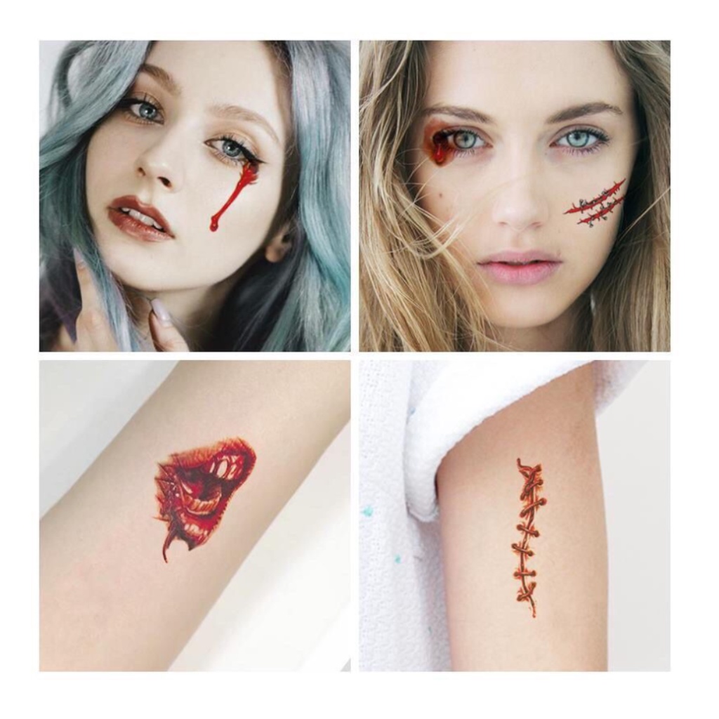 [พร้อมส่ง] แทททู ฮาโลวีน รอยแผล tattoo Halloween (R-01 - R-30)