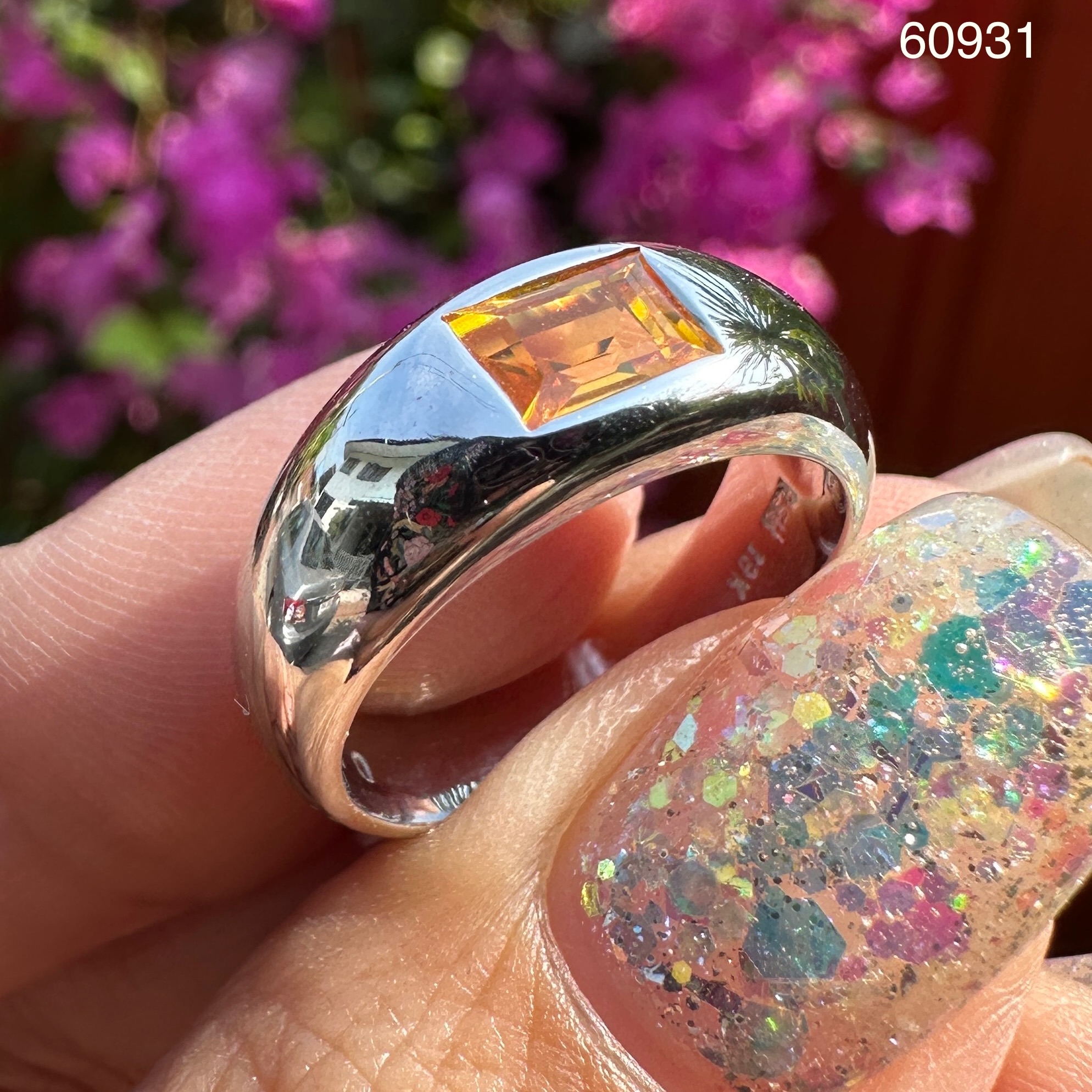 รหัส 60931 แหวน บุษราคัม เจียร ทอง18Kขาว งานสวยมาก นน. 8.34 g