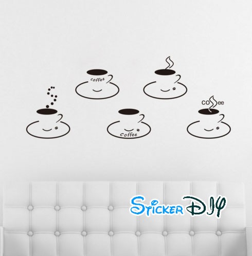 Vinyl wall sticker สติ๊กเกอร์ติดผนัง Coffee สไตล์ C (กว้าง80cm.xสูง78cm.)