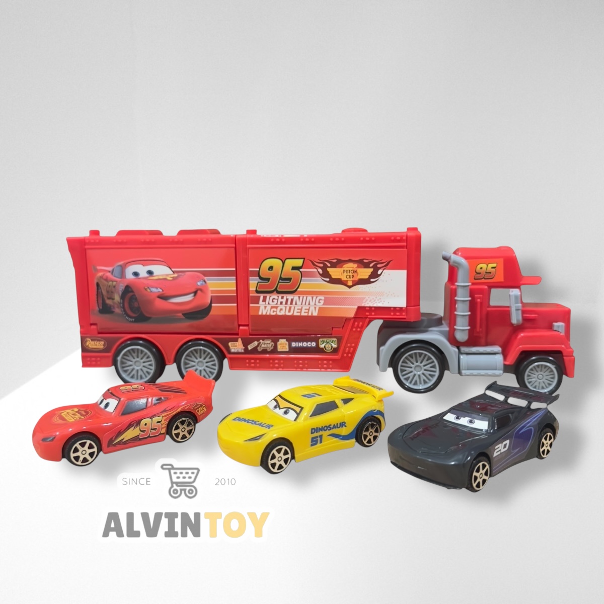 Container Truck Cars 3 - รถแมคควีน รถบรรทุก มีทั้งหมด 4 คัน คันใหญ่ 1 คันเล็ก 3 ผลิตจากวัสดุคุณภาพดี แข็งแรง ทนทาน