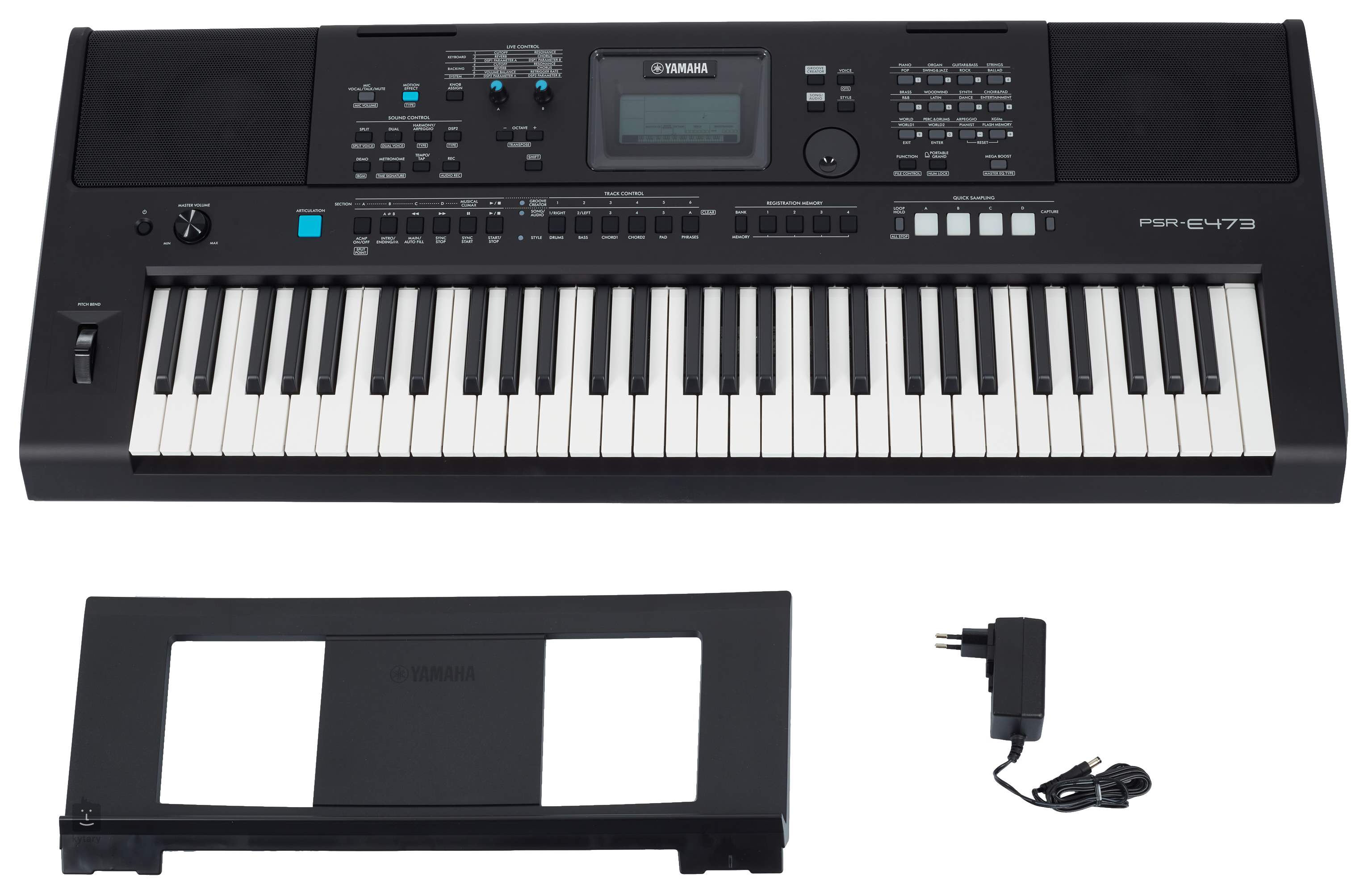 Yamaha PSR-E473 *ของแท้รับประกันศูนย์* คีย์บอร์ด 61 คีย์, 820 เสียง, USB to Host, ช่องหูฟัง ฟรี!! ที่วางโน้ต,อแดปเตอร์