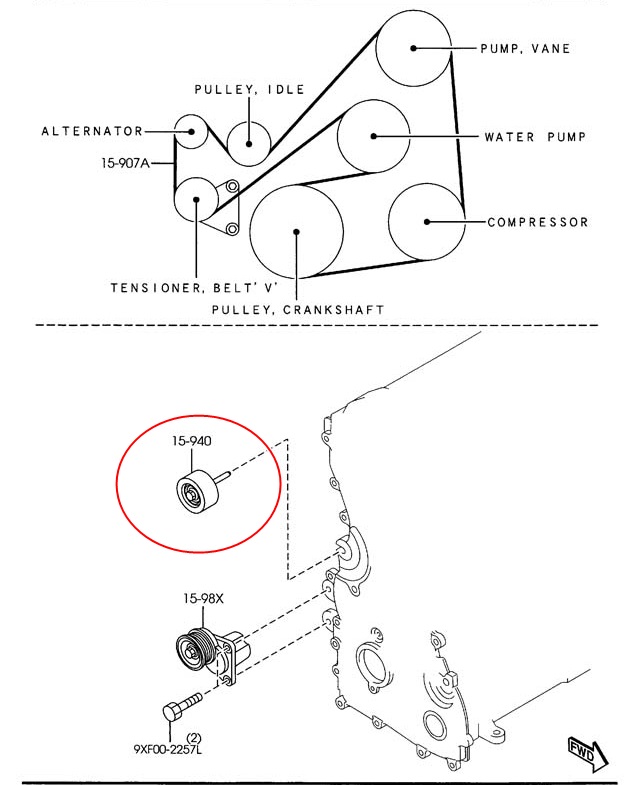 ลูกรอกสายพานหน้าเครื่อง(ตัวตาม) ESCAPE, TRIBUTE 2.3L (70มม.) / LFH115940A