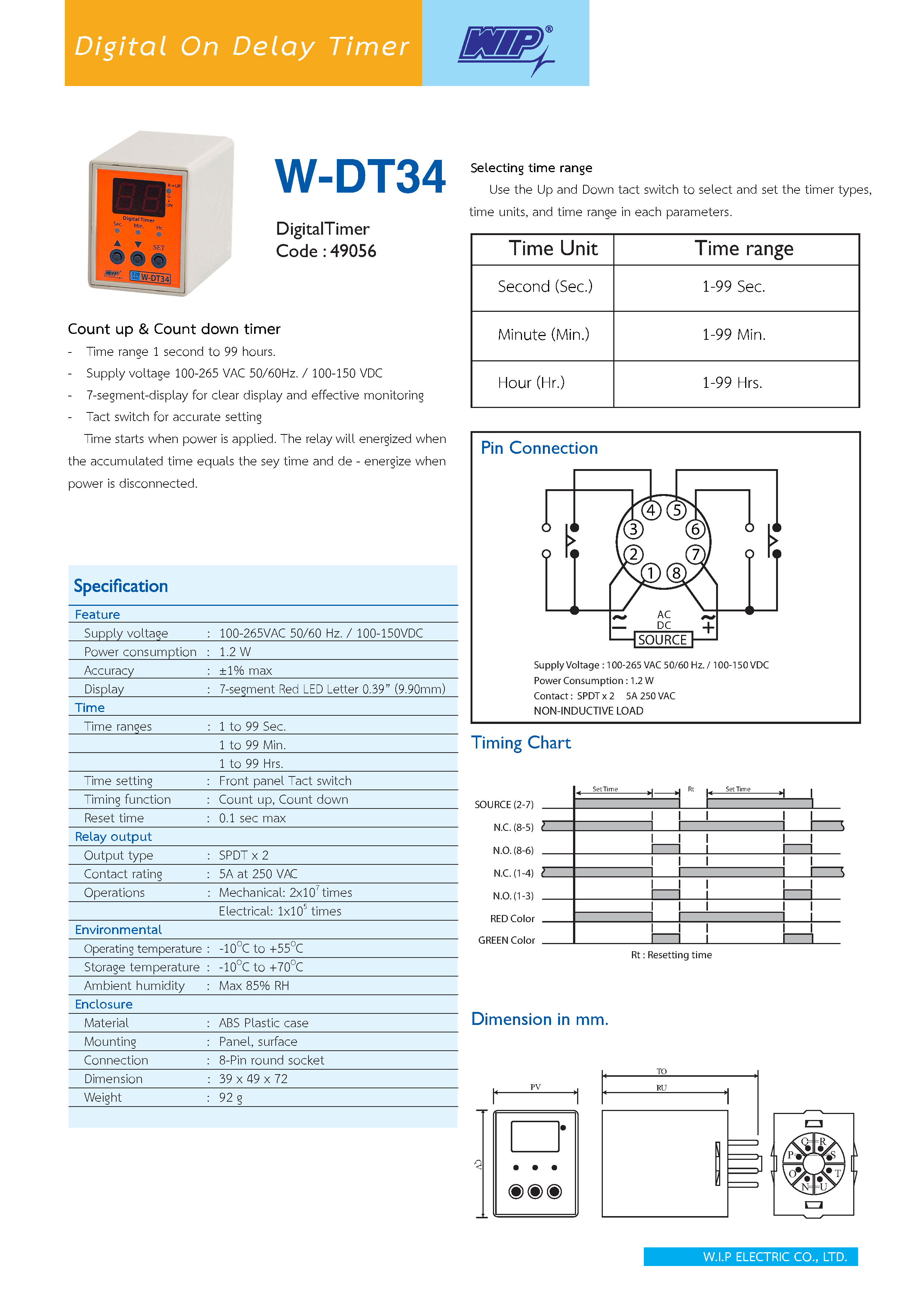 ทามเมอร์หน่วงเวลา Digital WIP W-DT34