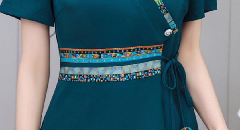 ชุดนวดสปา ชุดเสริมสวย ชุดพนักงานซาวน่า ต้อนรับ สีเขียวอมฟ้า S-5XL