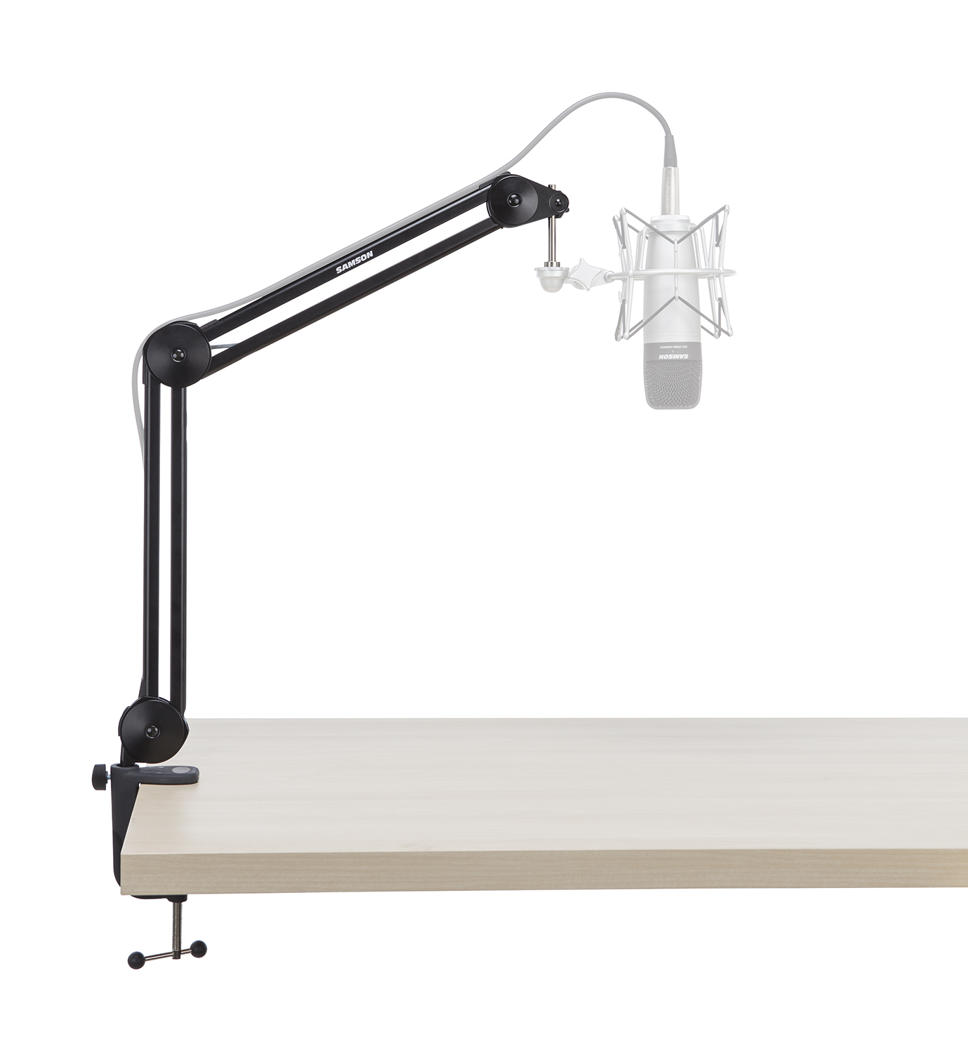 Samson MBA ขาไมค์สตูดิโอหนีบขอบโต๊ะ Podcast, Steaming, Gaming ปรับองศาได้, วัสดุสวยงามแข็งแรง