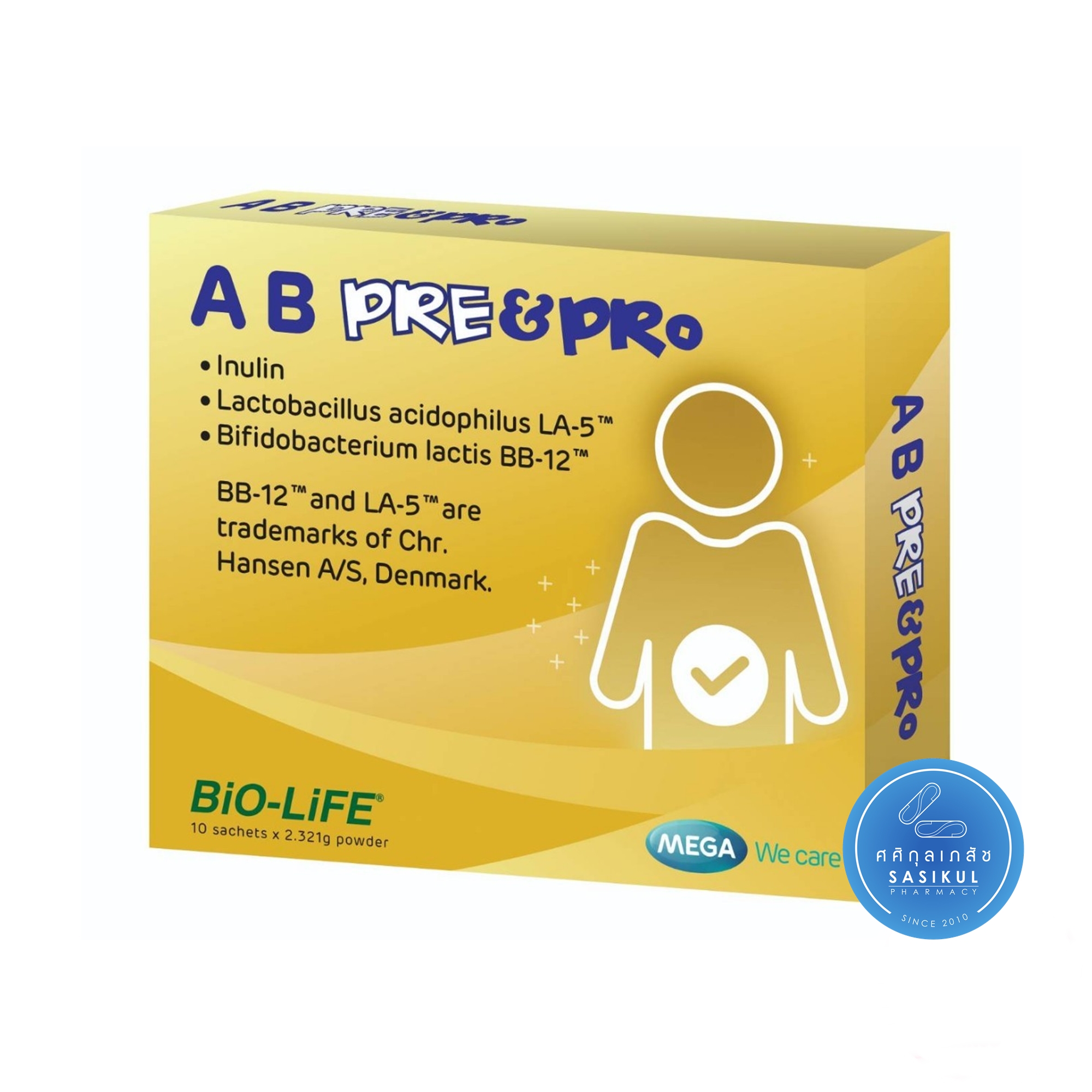 MEGA We Care AB Pre&Pro Biotics ช่วยปรับสมดุลลำไส้ บรรจุ 10ซอง สูตร TS6