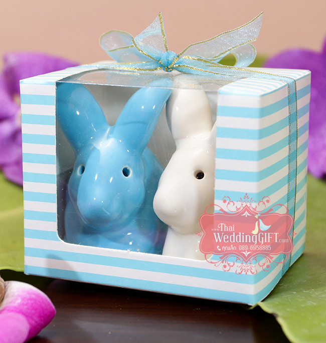 กระต่ายคู่เซรามิกใส่เครื่องเทศ แพ็คเกจของชำร่วย