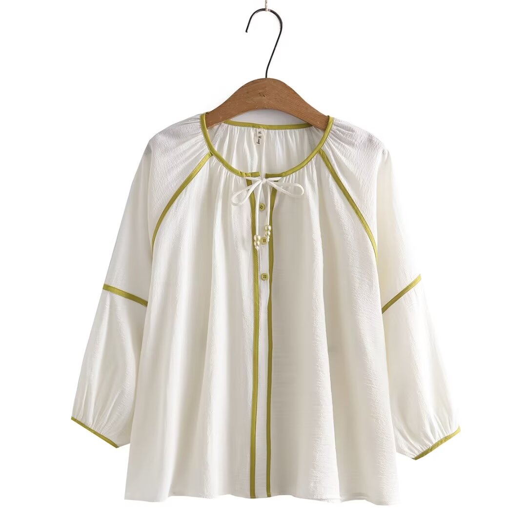 P32903 เสื้อแฟชั่น ผ้าสังเคราะห์เนื้อนิ่ม พริ้ว