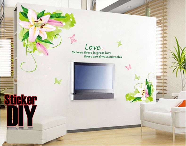 Transparent Wall Sticker สติ๊กเกอร์แต่งผนัง Love White Lily (กว้าง110cm.xสูง80cm.)