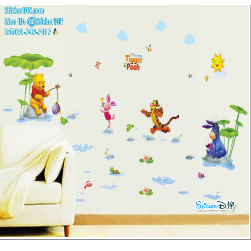 Transparent Wall sticker สติ๊กเกอร์ติดผนัง Winnie the pooh waterpark (กว้าง160cm.xสูง80cm)
