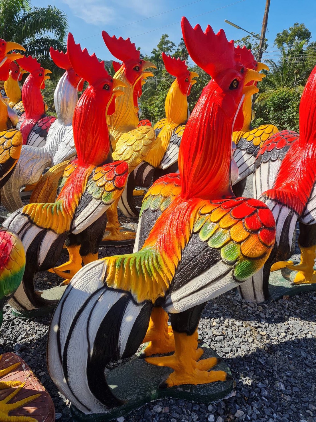 ไก่ปูนปั้นแก้บน-ถวายขอพรตาไข่วัดเจดีย์ ขนาด2 เมตร