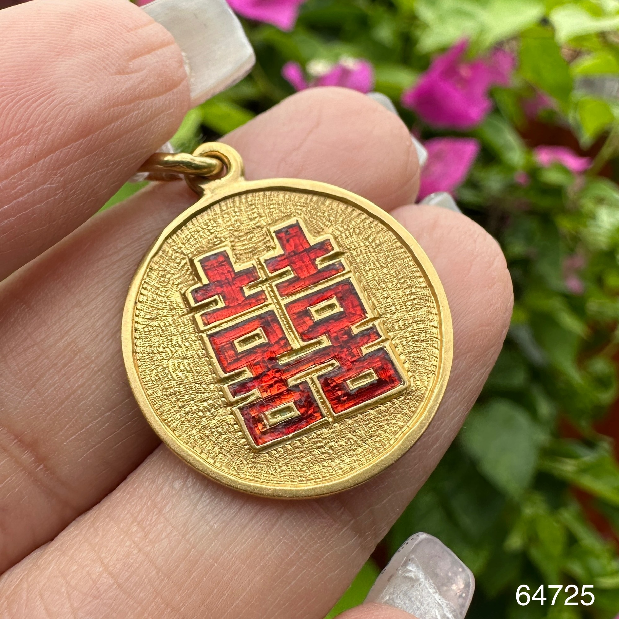 รหัส 64725 จี้ ทองลงยา อักษรจีน ทอง90 นน. 7.32 g