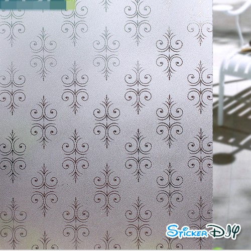 (กว้าง90ซม.xยาว85ซม.) ฟิล์ม PVC สูญญากาศติดกระจก ลายหลุยส์ สไตล์C