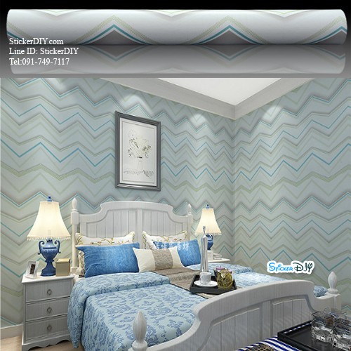 (กว้าง45cm.xยาว10m.)Wallpaper sticker วอลเปเปอร์แบบกาวในตัว Line สไตล์G สีเทา