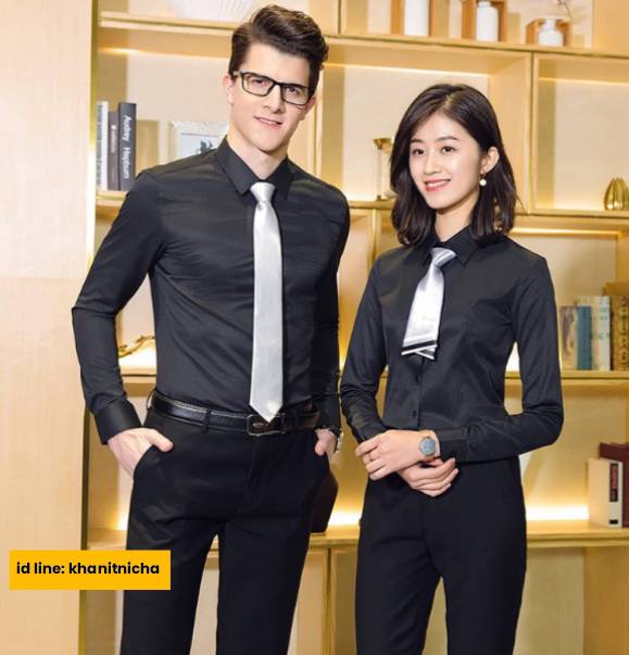 เสื้อเชิ้ตแขนยาว สีขาว สีดำ สีเทา สีม่วง สีแดง สีชมพู สีกรมท่า สีฟ้า