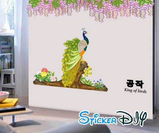 Bigsize Transparent wall sticker สติ๊กเกอร์ติดผนัง King of birds สไตล์ B (กว้าง180cm.xสูง140cm.)