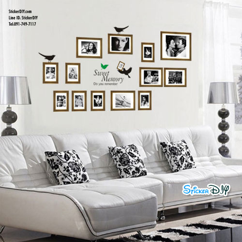 Transparent Wall Sticker สติ๊กเกอร์ติดผนัง กรอบรูป Sweet Memory สีน้ำตาลอ่อน (กว้าง118cm.xสูง66cm.)